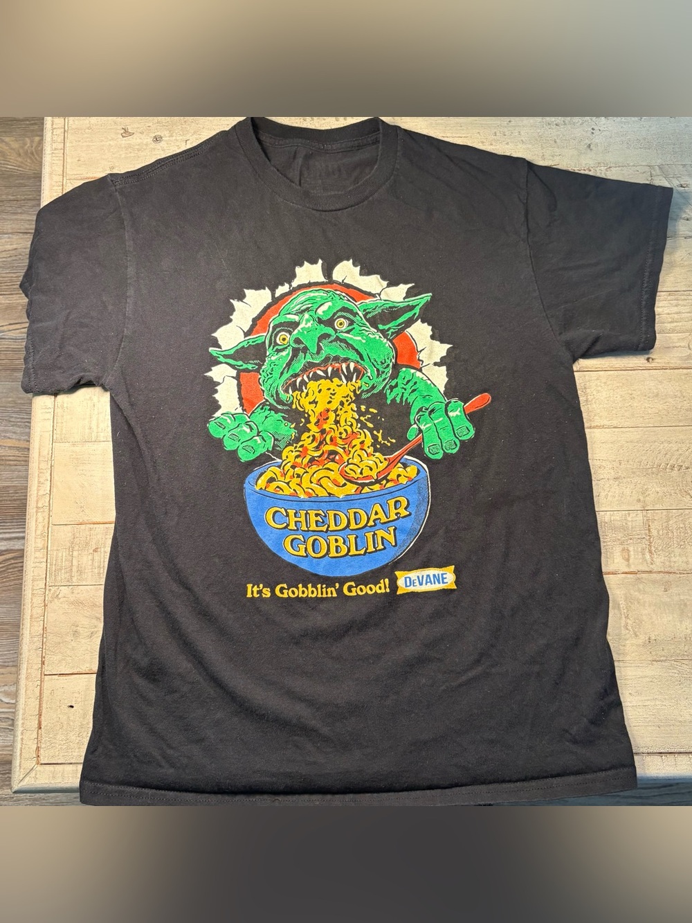 Cheddar Goblin Black Graphic Short Sleeve Tee Size M- Unisex